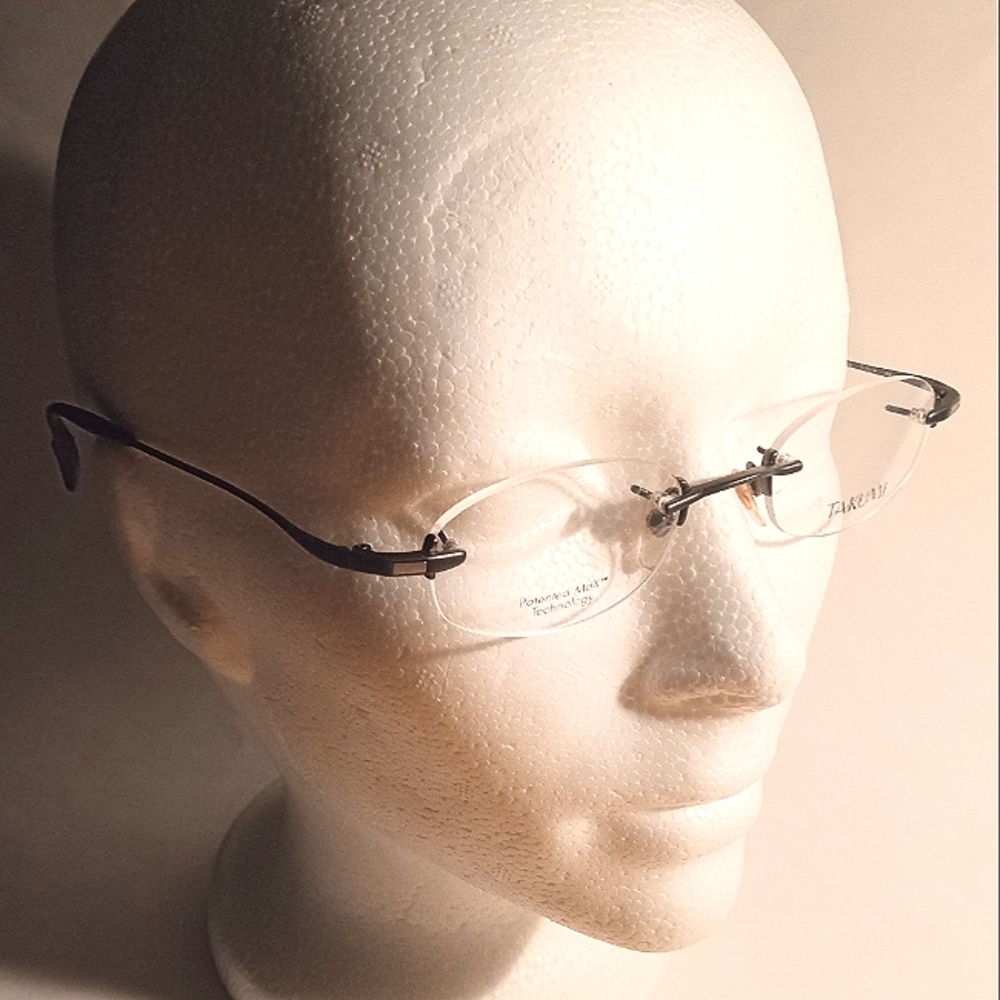 NEW 1990s Handmade TAKUMI Rimless Oval Unisex Vintage Eyeglasses Frames